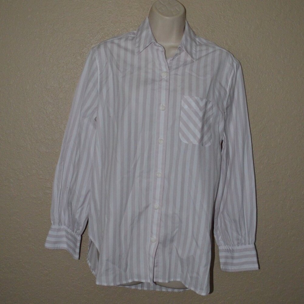 Sz XS Rag & Bone Pink White Striped Long Sleeve Button Down Blouse